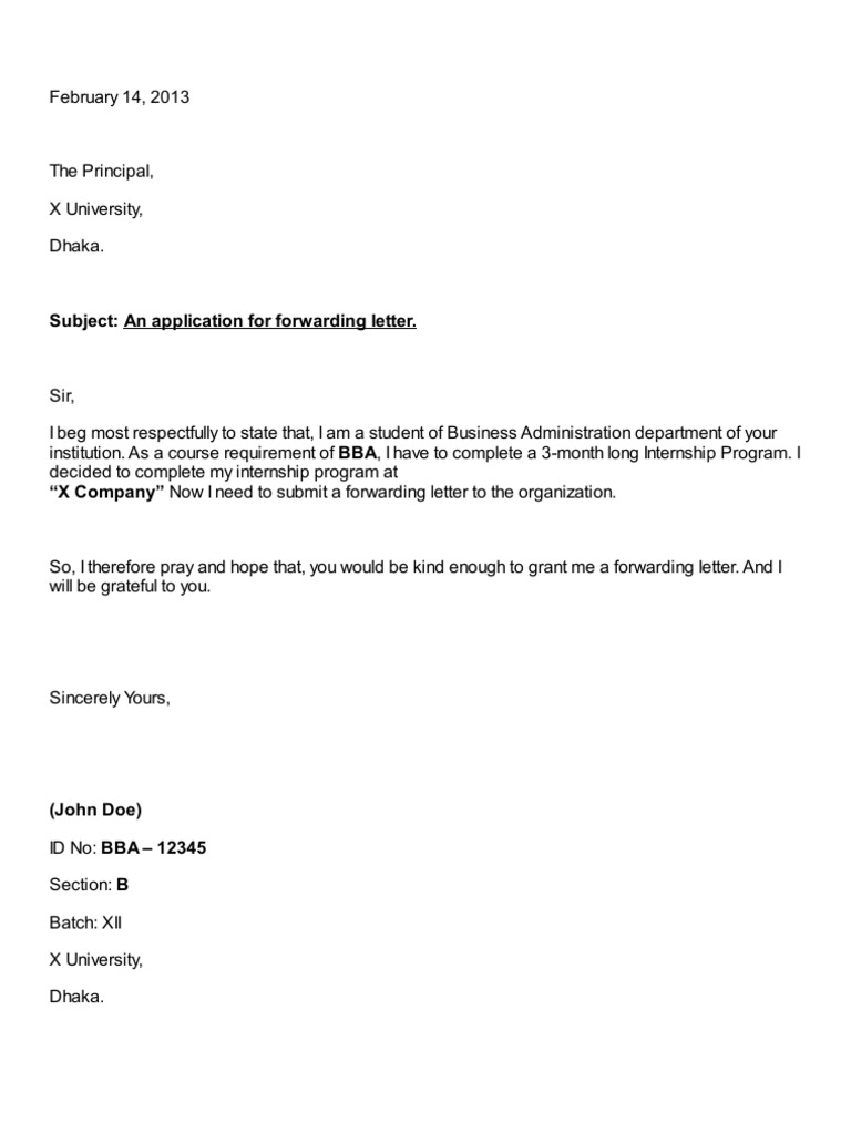 Application For Forwarding Letter PDF