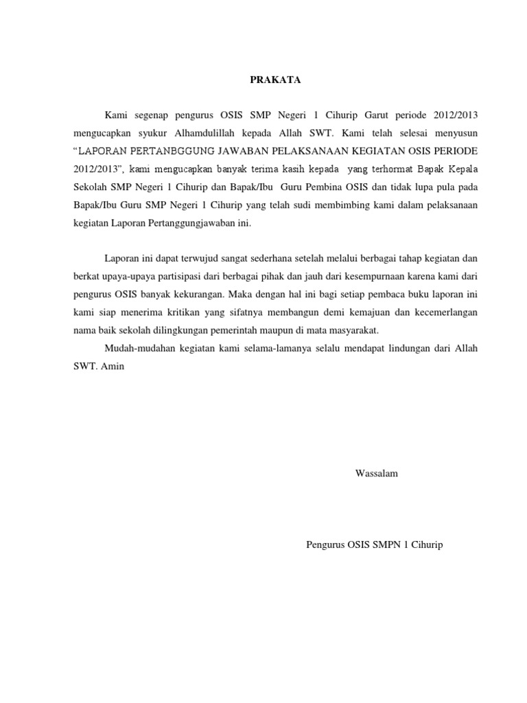 Contoh Laporan Pertanggungjawaban Sederhana Nusagates
