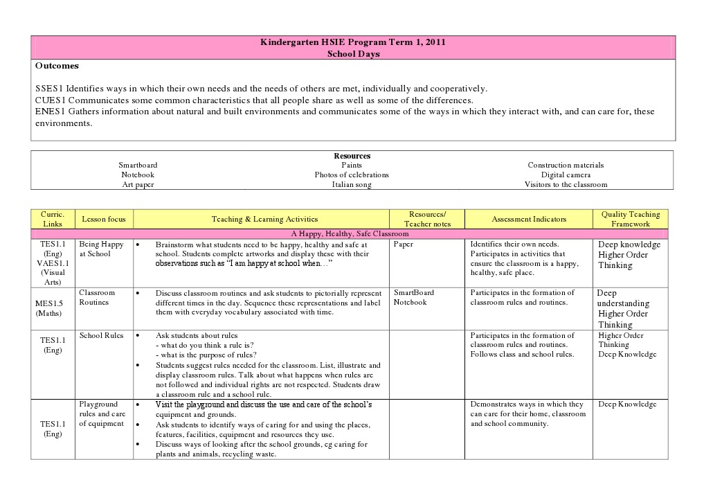 Hsie School Days Term1 PDF Classroom Teachers