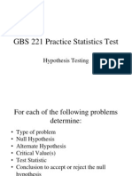 31 Practice Statistics Test Hypothesis Testing