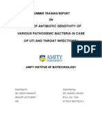 Antibiotic Senstivity of Various Pathogenic Bacteria in Case of Uti and Throat Infections