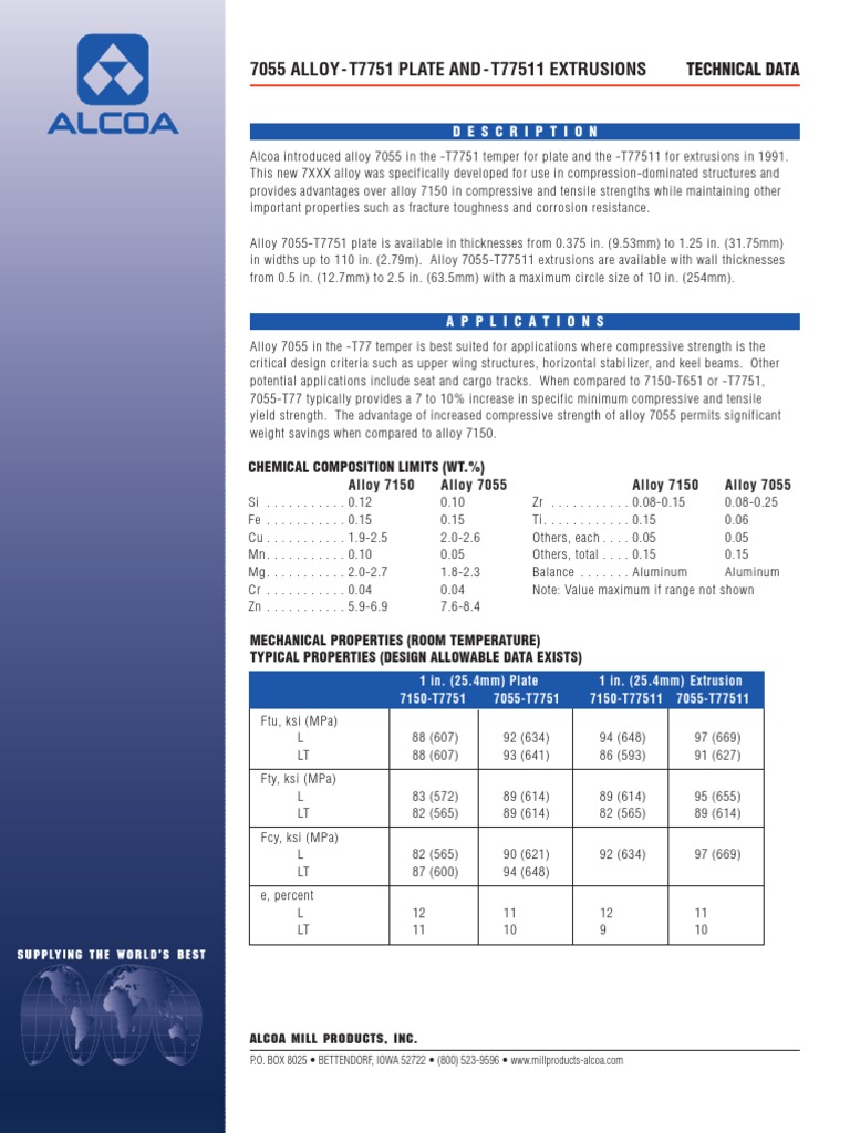 7055-T7751 Plate & T77511 Extrusions | PDF | Strength Of Materials ...