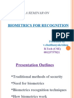 Biometrics For Recognition: A Seminar On
