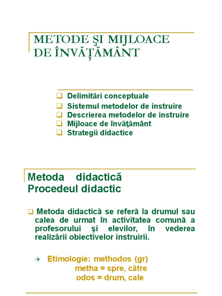 Metode Si Mijloace De Invatamant