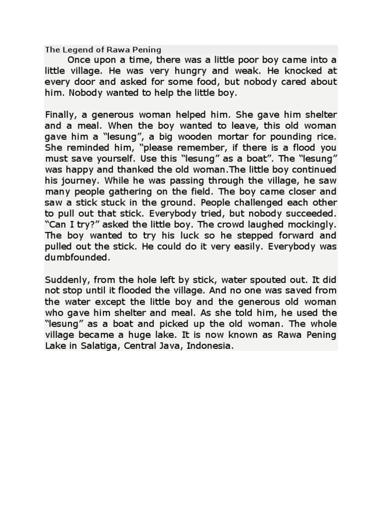 The Legend Of Rawa Pening Studi Indonesia
