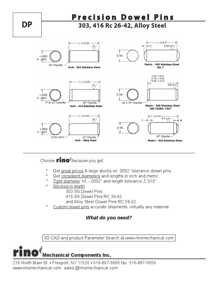 A Comprehensive Guide to Precision Dowel Pins in Various Materials