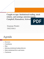 Caught On Tape: Institutional Trading, Stock Returns, and Earnings Announcements Campbell, Ramadorai, Schwartz (2008)