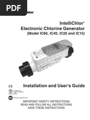 Pentair Intellichlor User Guide Sodium Chloride Swimming Pool