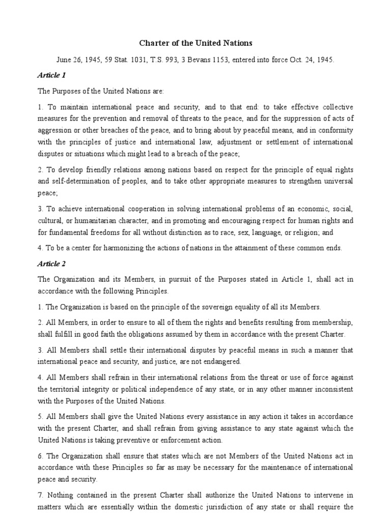 UN Charter | World Peace | United Nations | Free 30-day Trial | Scribd