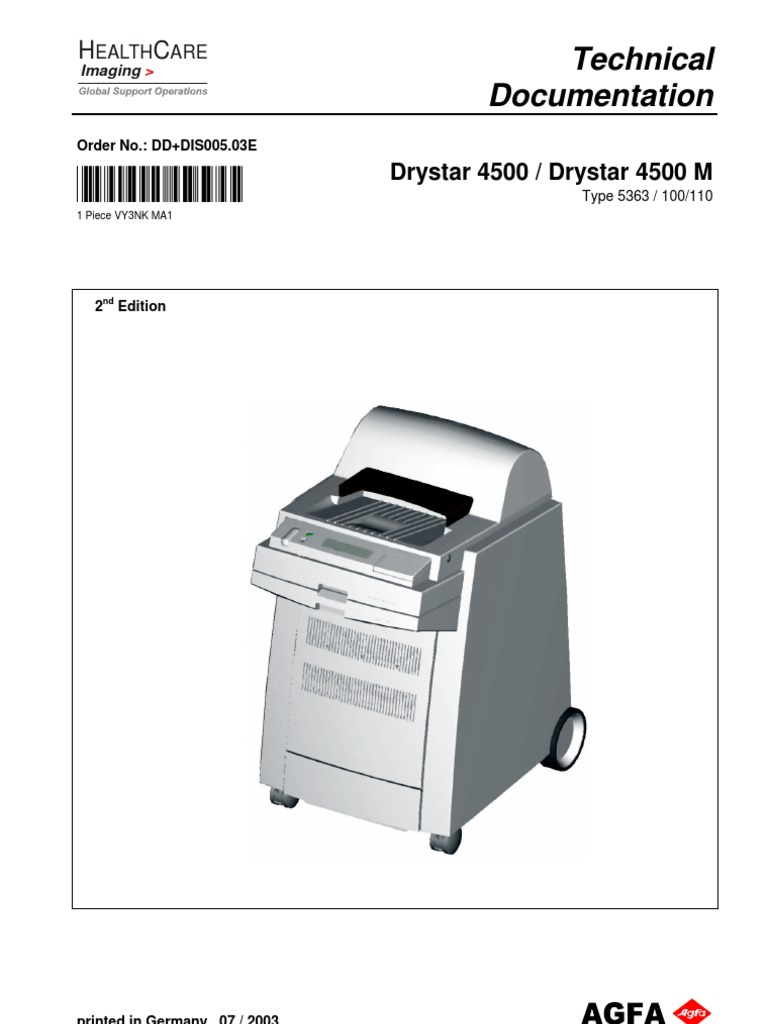AGFA Drystar 4500 Film Printer Service Manual - Revision 2 | Electronic  Waste | Medical Device