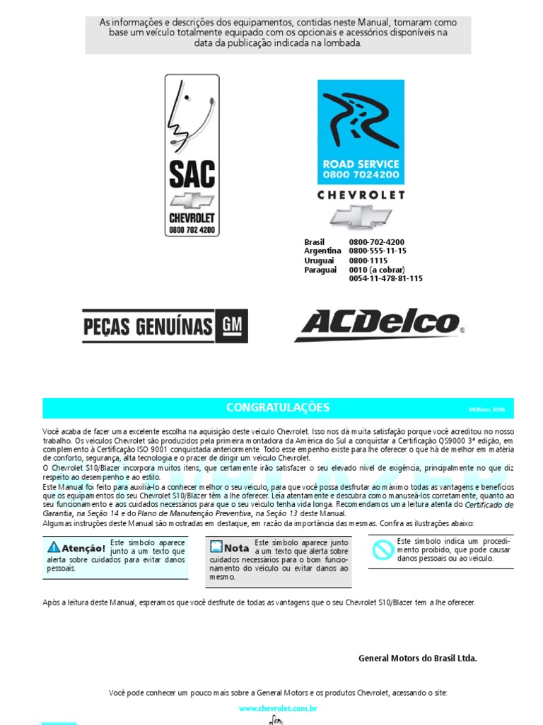 Manual S10 Blazer 2011 | PDF | Motores | Poluição do ar