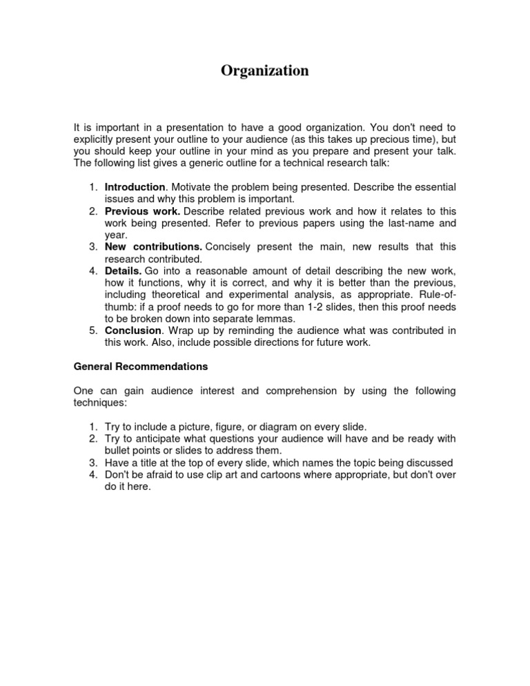 Organization: General Recommendations | PDF