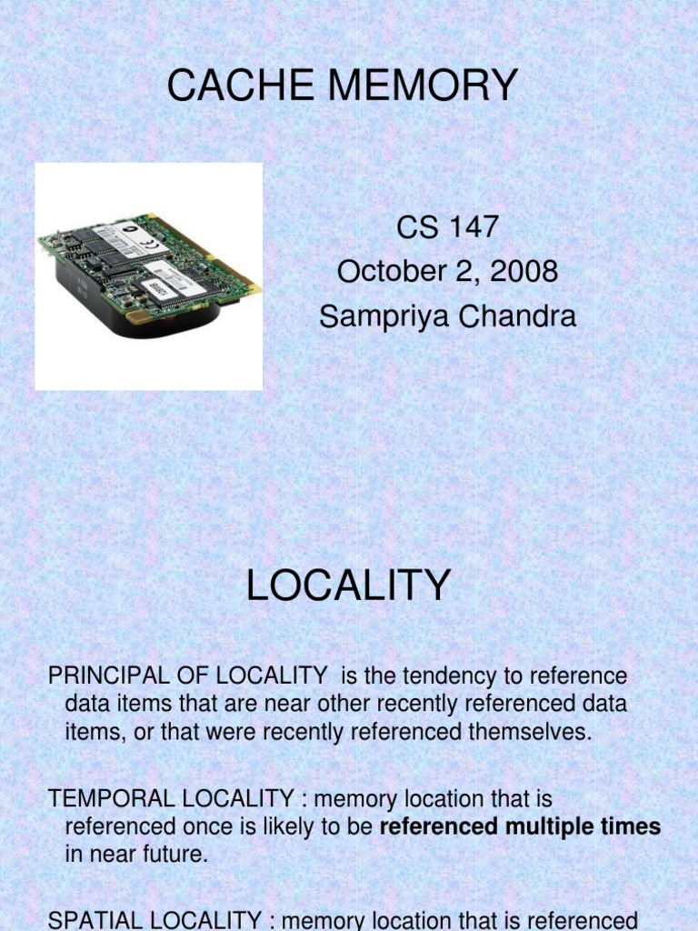 Locality of Reference in Cache Memory | PDF | Cpu Cache | Cache (Computing)