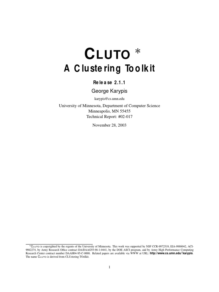 Cluto Clusterring Manual | PDF | Cluster Analysis | Parameter (Computer ...