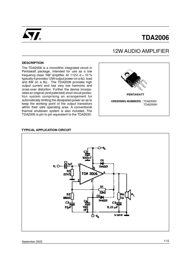 TDA2006.pdf | Amplifier | Electronic Circuits