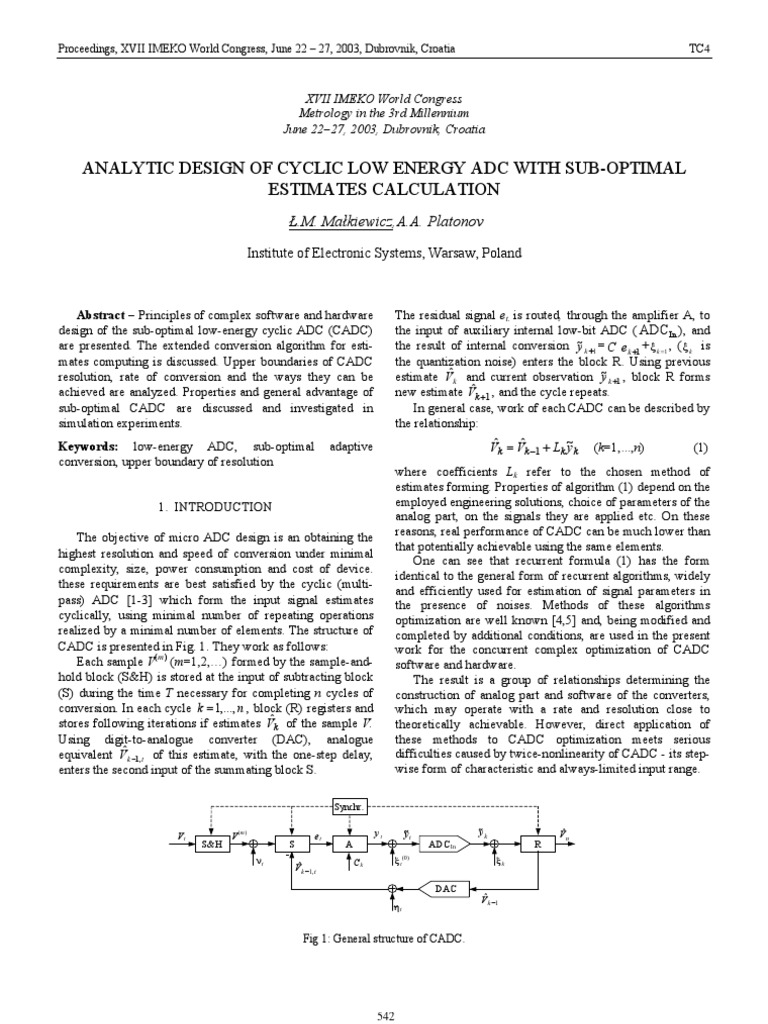 Low-Energy Cyclic ADC Design Insights | PDF | Analog To Digital ...