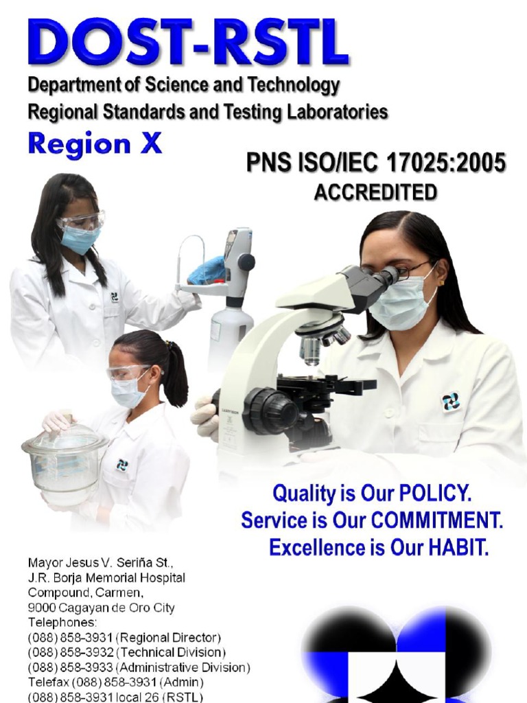 DOSTX RSTL Brochure of Testing and Calibration Services Colony Forming Unit Weighing Scale