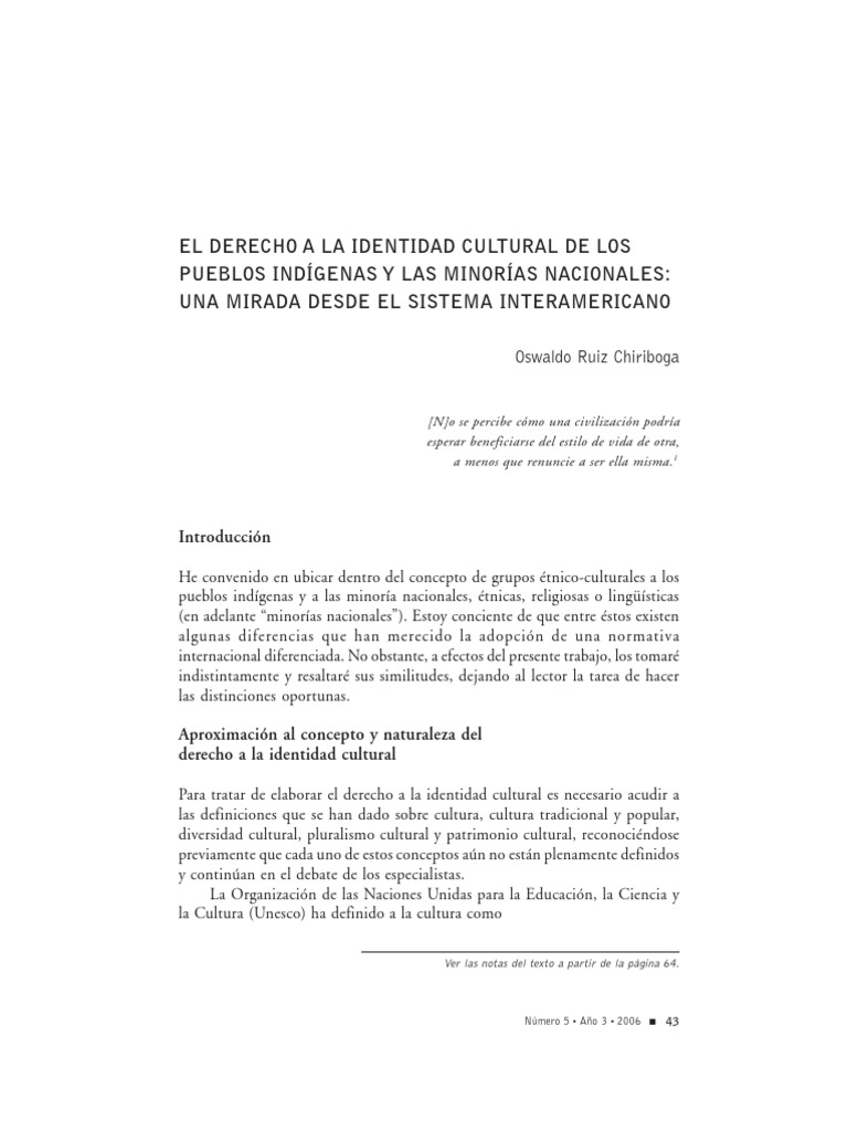 Derecho a la Identidad Cultural | PDF | Derechos humanos | Diversidad ...