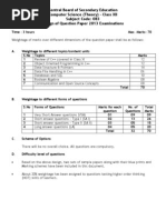 Blueprint  of question paper for the year 2013