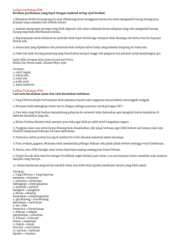Latihan Peribahasa Spm Pdf