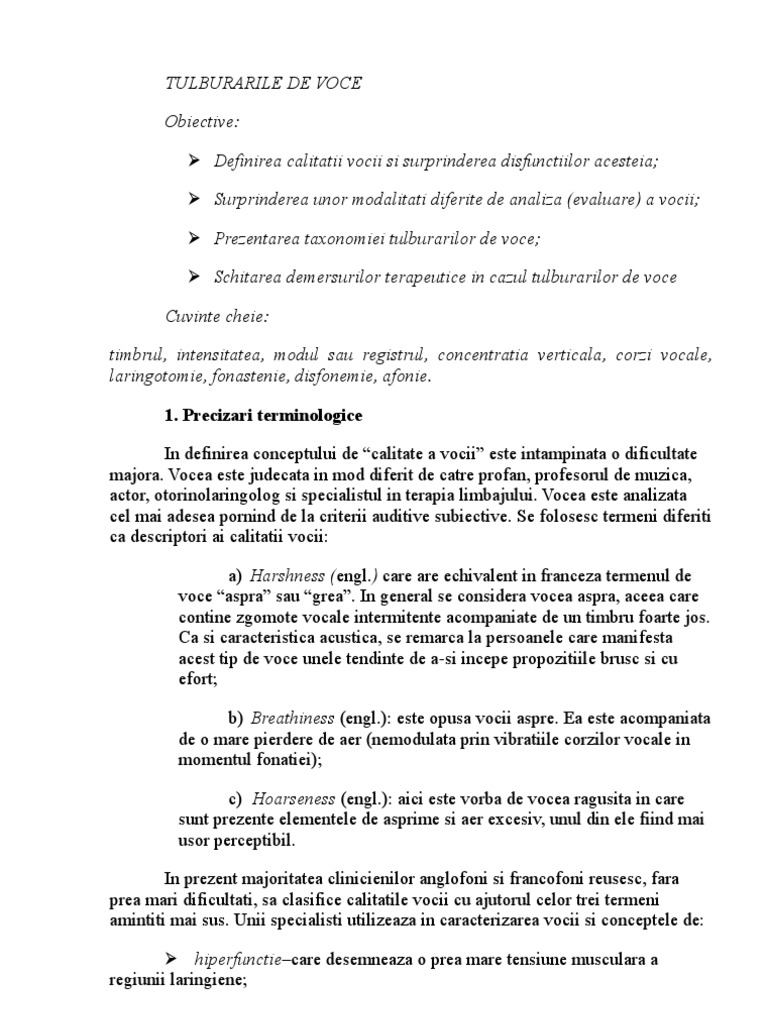 Tulburarile de Voce | PDF
