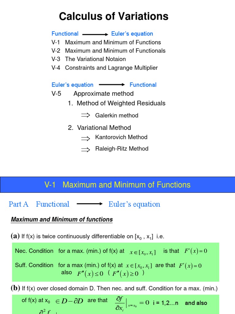 Euler's Equation in Variational Calculus | PDF | Calculus Of Variations ...