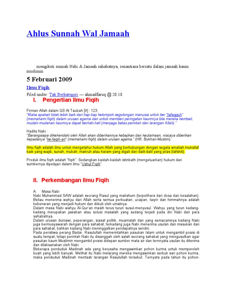 Ahlus Sunnah Wal Jamaah Pdf