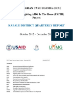 HUMANITARIAN CARE UGANDA (HCU) KABALE DISTRICT QUARTERLY REPORT October 2012 - December 2012