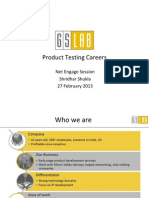 Product Testing Careers: Net Engage Session Shridhar Shukla 27 February 2013