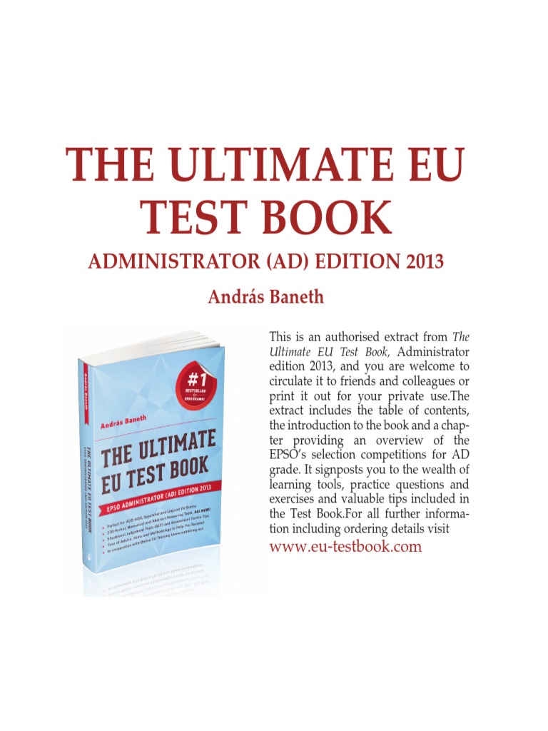 Sample Chapter The Ultimate EU Test Book 2013 Administrator (AD) Edition Free PDF