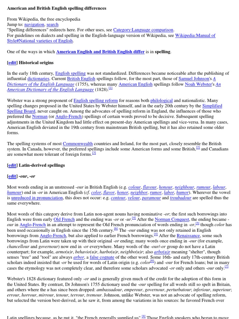 American and British English Spelling Differences | PDF | Tonne ...
