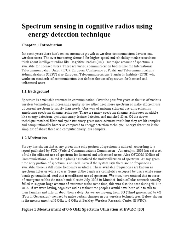 Spectrum Sensing in Cognitive Radios Using Energy Detection Technique ...