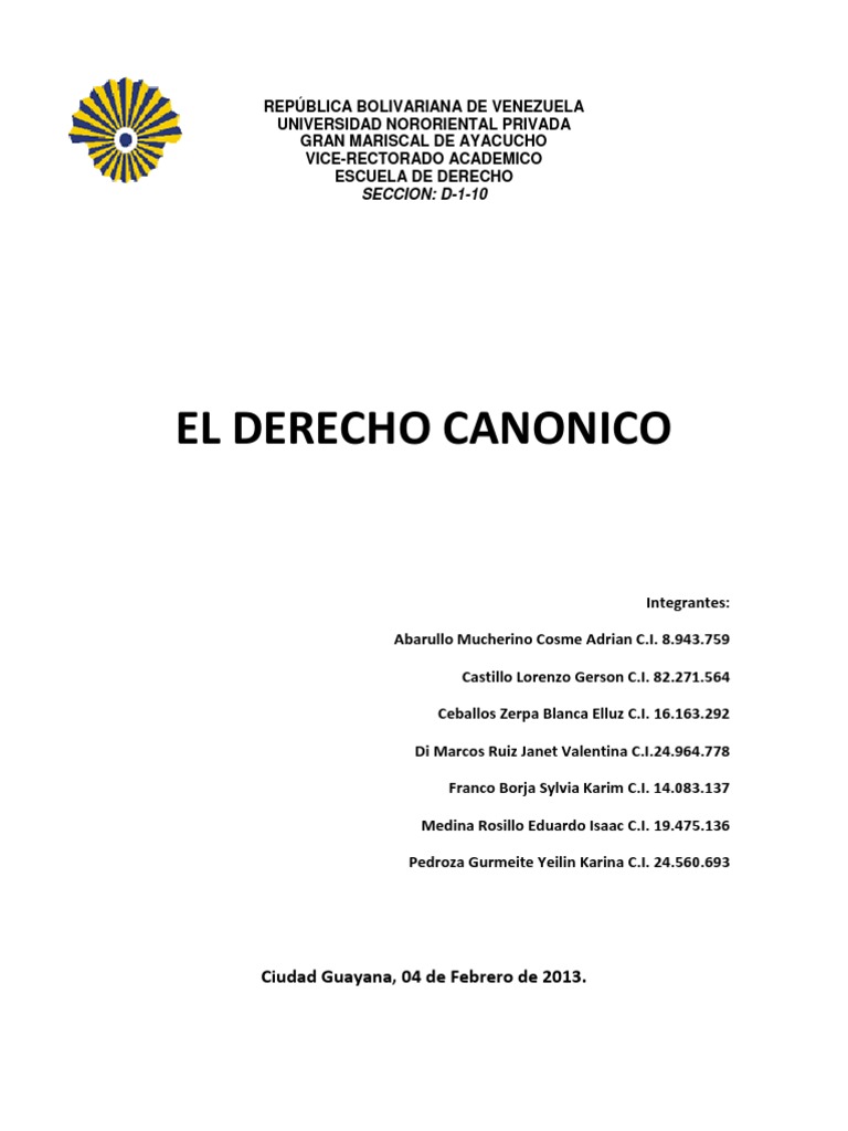 El Derecho Canonico - 