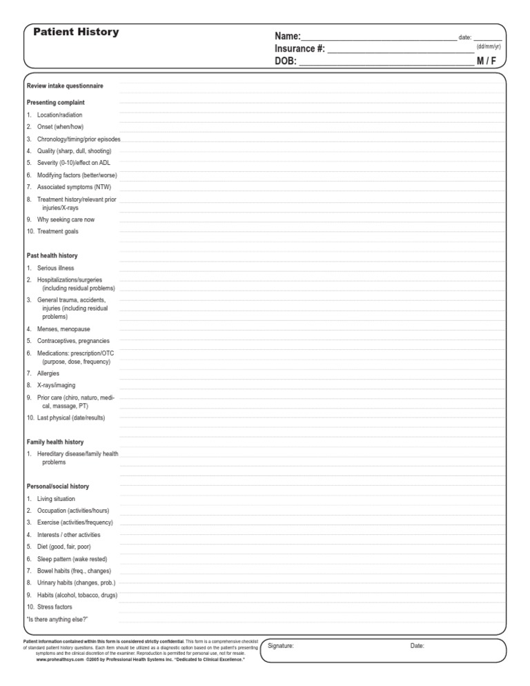 Comprehensive Patient History Checklist | PDF | Science & Mathematics