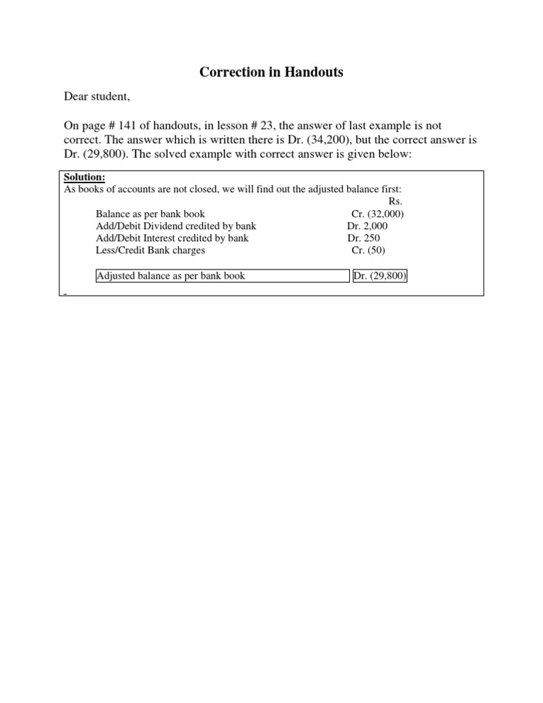 Handout Correction: Lesson 23 Example | PDF | Finance & Money ...