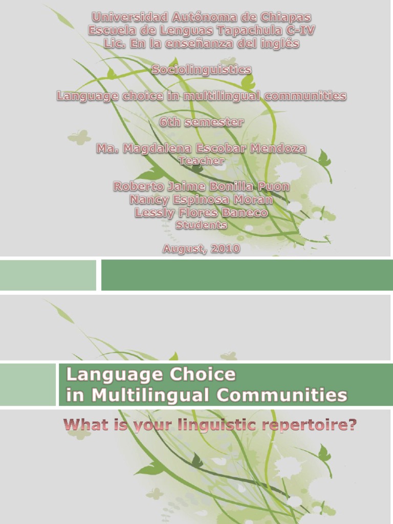 Language Choice in Multilingual Contexts | PDF | German Language | Arabic