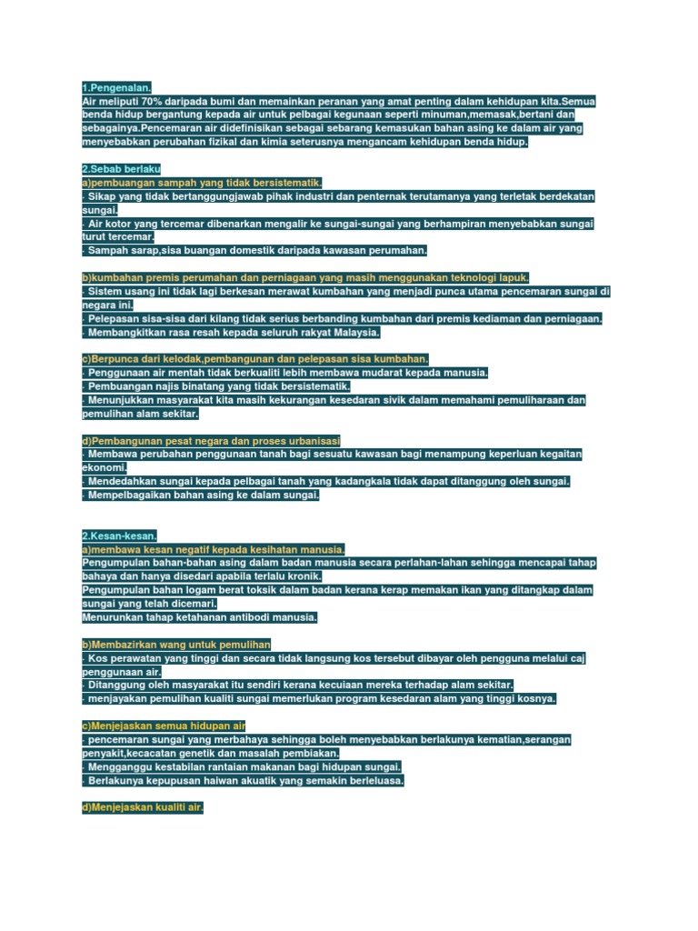 Kesan Pencemaran Pdf