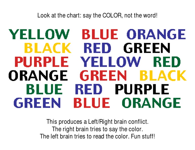 Brain Teaser Color Chart