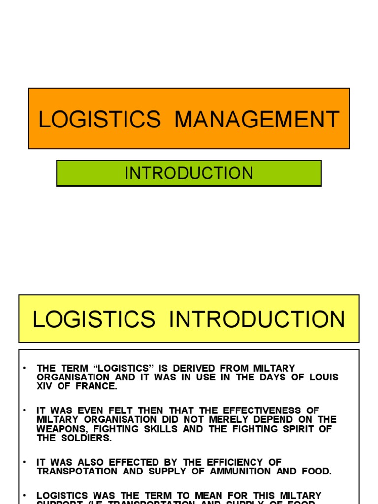 1 Logistics Management | PDF | Logistics | Warehouse