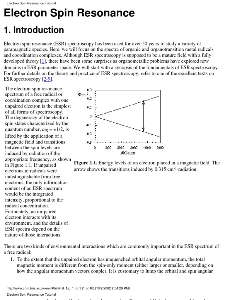 Understanding Electron Spin Resonance | PDF | Electron Paramagnetic ...