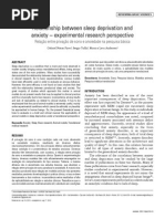 Relationship between sleep deprivation and
anxiety – experimental research perspective