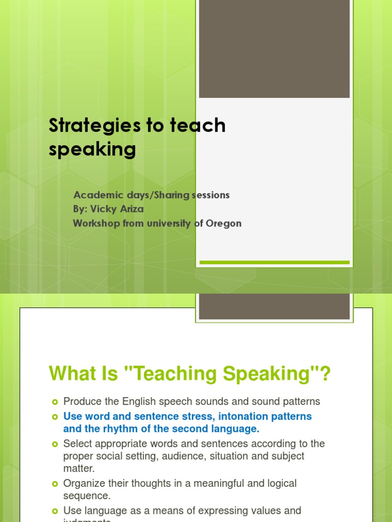Strategies To Teach Speaking | PDF | Stress (Linguistics) | Verb