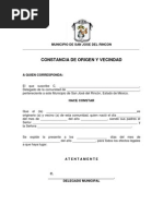 Constancia de Ingresos No Comprobables