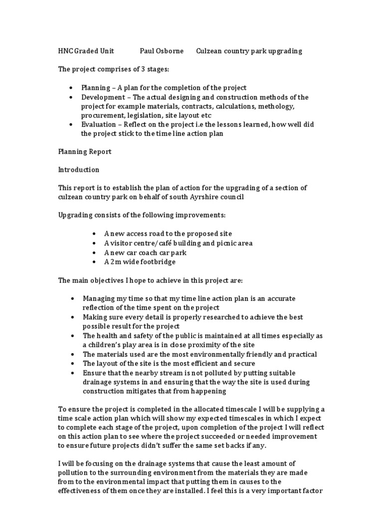 Hnc Graded Unit Planning Stage Paul Osborne Pdf Environmental Impact Assessment Pollution