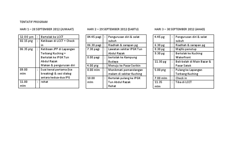 Contoh Tentatif Program Pdf