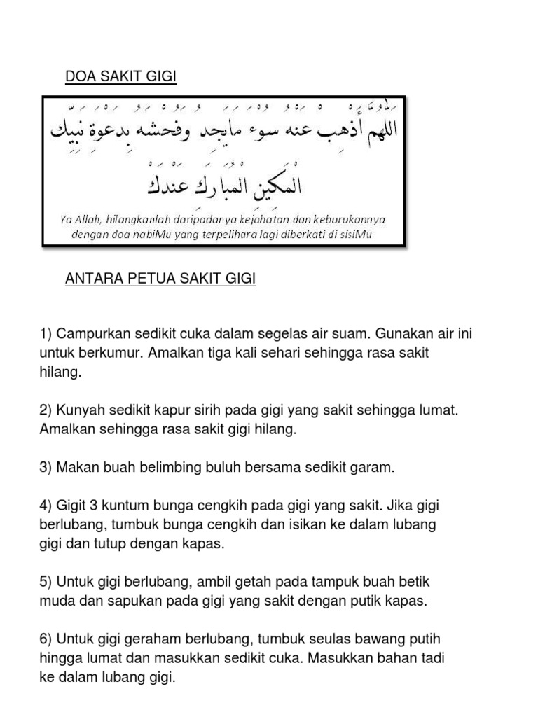 Doa Sakit Gigi Dan Petua Pdf