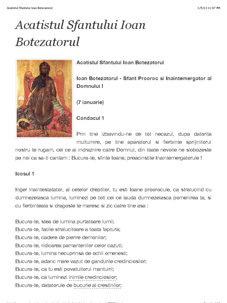 Acatistul Sfantului Ioan Botezatorul