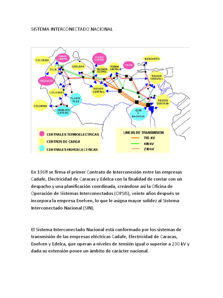 Sistema Interconectado Nacional en Venezuela | PDF | Electricidad ...