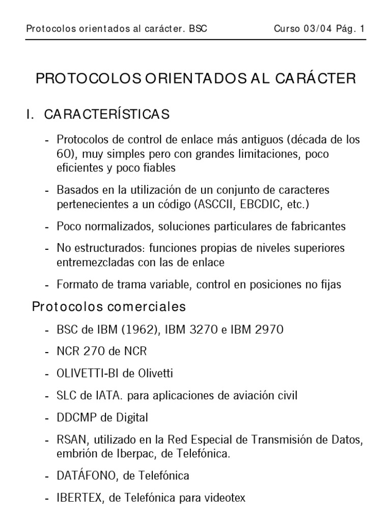 Protocolo BSC en Telecomunicaciones | PDF | Ascii | Protocolos de ...