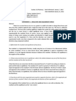 Experiment 4 - Resultant and Equilibrant Forces